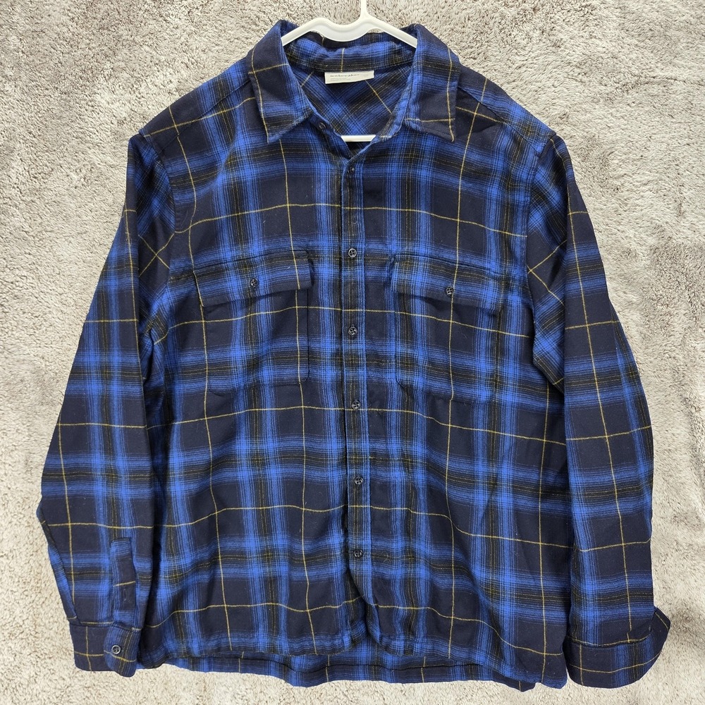 Icebreaker Shirt Mens 2XL Blue Plaid Flannel Long Sleeve Merino Wool Button Up